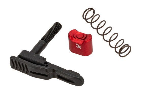 strike industries ambidextrous AR-15 magazine release with red mag release button.